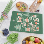 Festive Folk Art Forest Animals - Green and Red Cutting Board Gallery Image 2