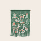 Festive Folk Art Forest Animals - Green and Red Wall Hanging Gallery Image 1