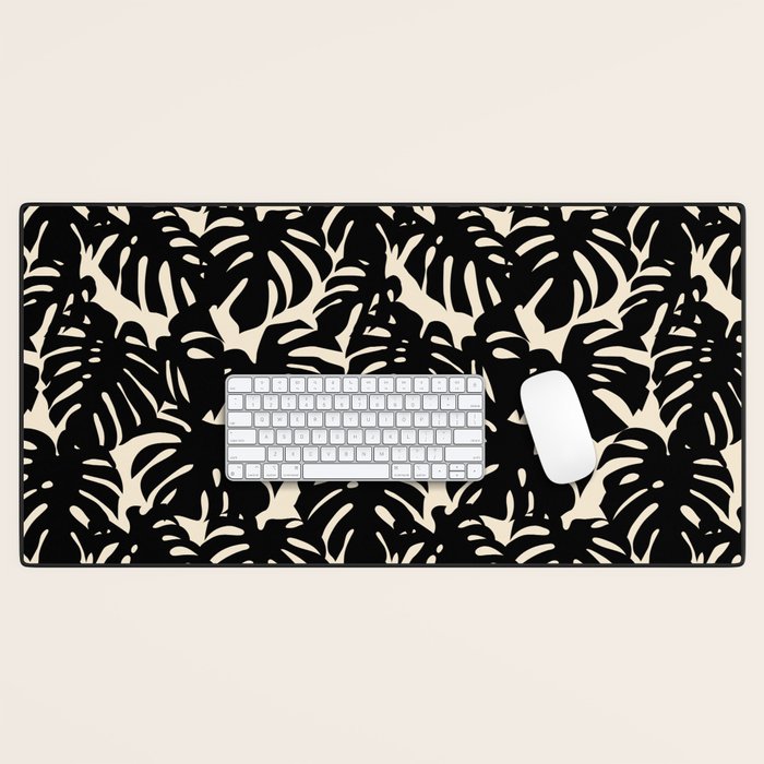 Tropical monstera plant leaf art pattern Desk Mat Gallery Image 1