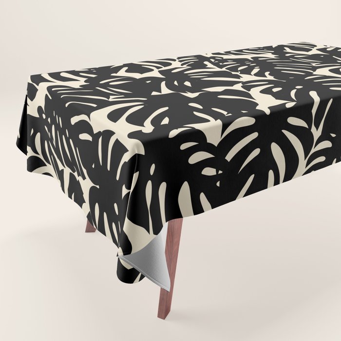 Tropical monstera plant leaf art pattern Tablecloth Gallery Image 1