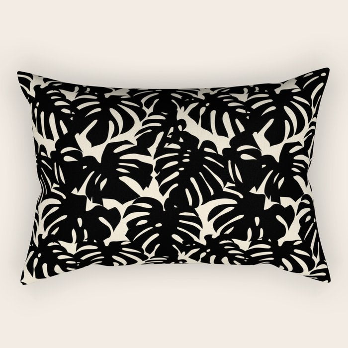 Tropical monstera plant leaf art pattern Rectangular Pillow Gallery Image 1