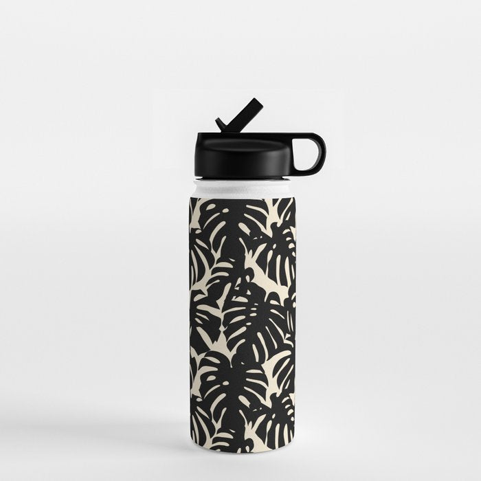 Tropical monstera plant leaf art pattern Water Bottle Gallery Image 1
