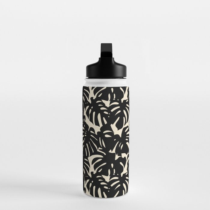 Tropical monstera plant leaf art pattern Water Bottle Gallery Image 3