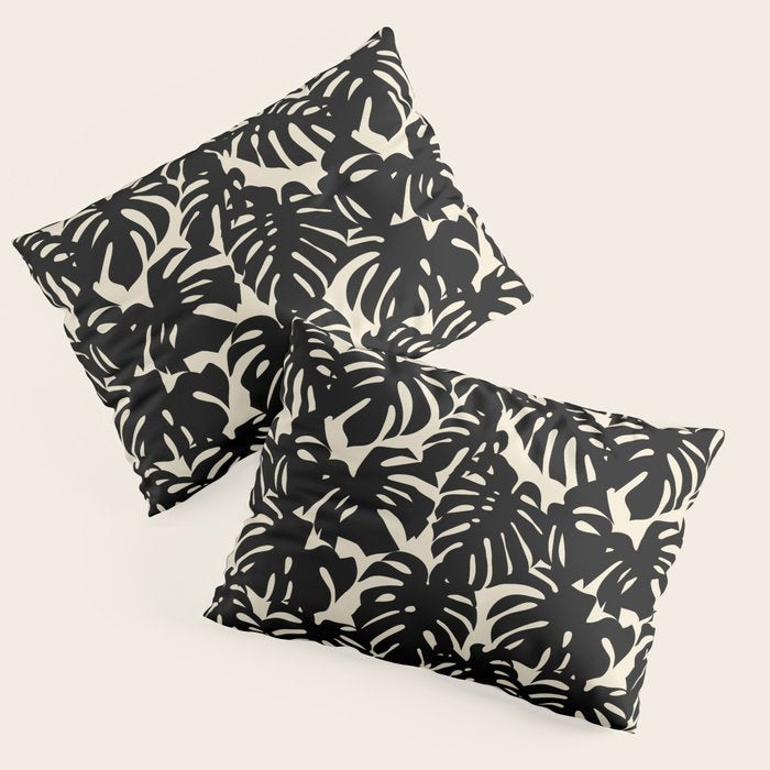 Tropical monstera plant leaf art pattern Pillow Sham Gallery Image 1