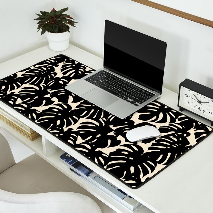 Tropical monstera plant leaf art pattern Desk Mat Gallery Image 2