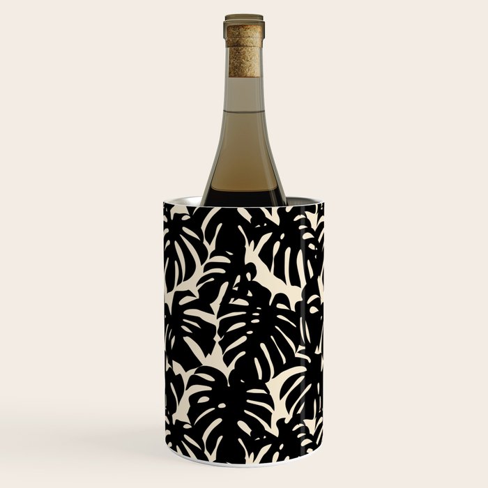 Tropical monstera plant leaf art pattern Wine Chiller Gallery Image 1