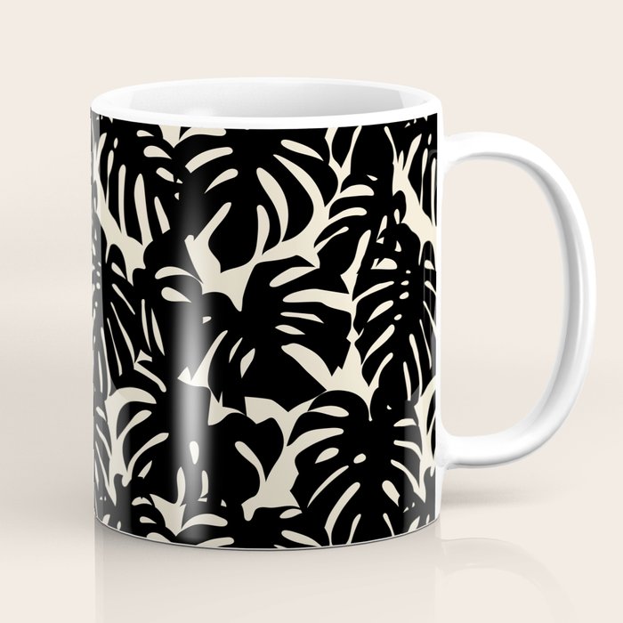 Tropical monstera plant leaf art pattern Coffee Mug Gallery Image 1