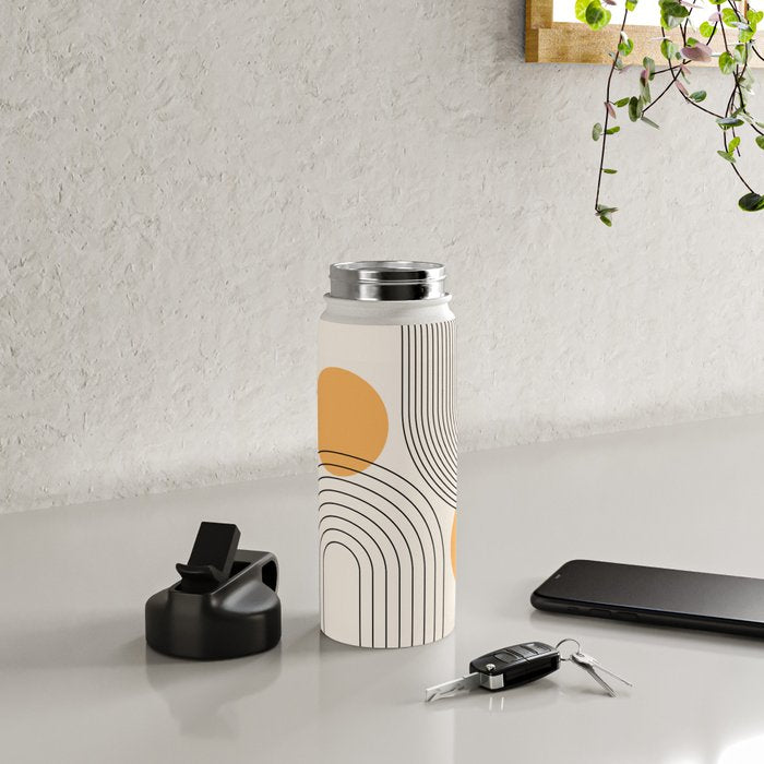 Mid Century Modern Geometric 70 (Rainbow and Sun Abstraction) Water Bottle Gallery Image 4