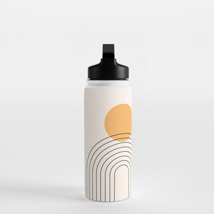 Mid Century Modern Geometric 70 (Rainbow and Sun Abstraction) Water Bottle Gallery Image 3