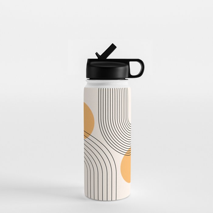 Mid Century Modern Geometric 70 (Rainbow and Sun Abstraction) Water Bottle Gallery Image 1