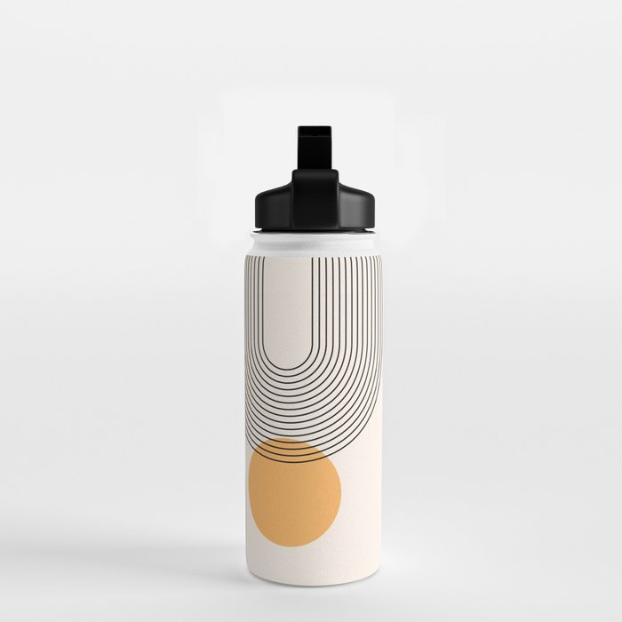Mid Century Modern Geometric 70 (Rainbow and Sun Abstraction) Water Bottle Gallery Image 2