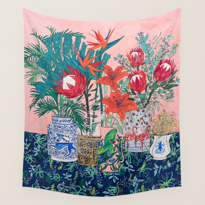 The Domesticated Jungle - Floral Still Life Wall Tapestry Gallery Image 4