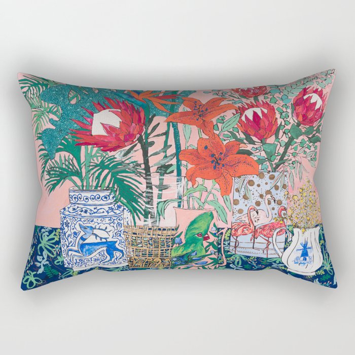 The Domesticated Jungle - Floral Still Life Rectangular Pillow Gallery Image 2
