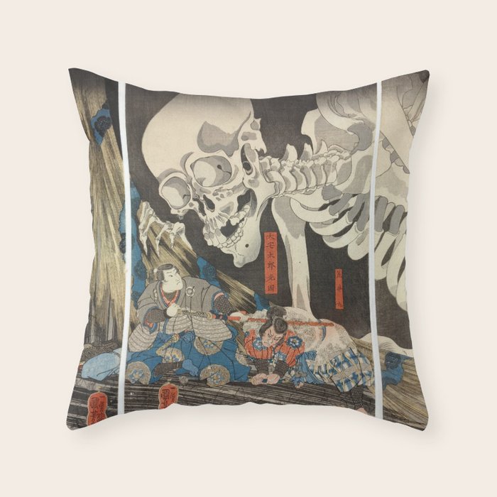 Takiyasha the Witch and the Skeleton Spectre Throw Pillow Gallery Image 6