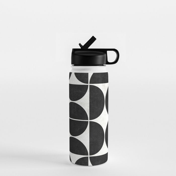 Mid-Century Modern Pattern No.3 - Black and White Water Bottle Gallery Image 1
