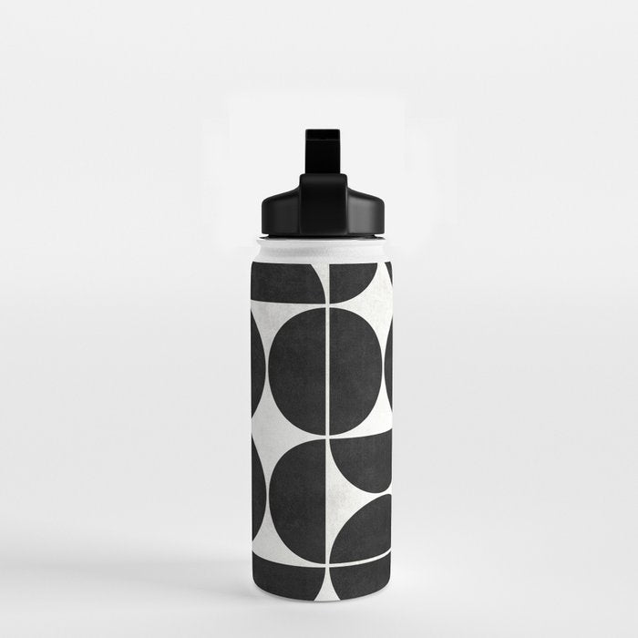 Mid-Century Modern Pattern No.3 - Black and White Water Bottle Gallery Image 2