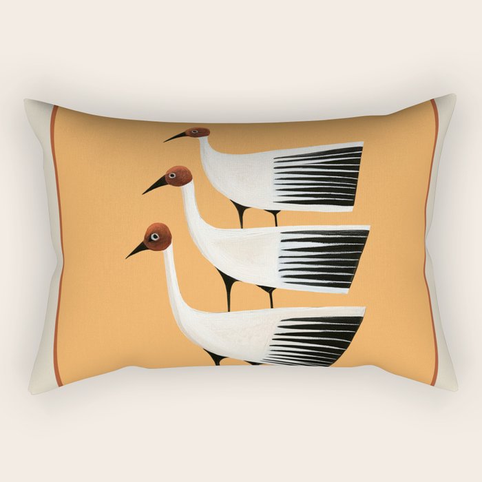 Striped Bird Trio II Rectangular Pillow Gallery Image 2