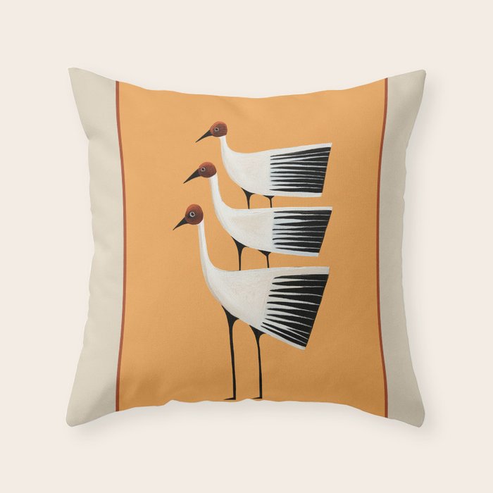 Striped Bird Trio II Throw Pillow Gallery Image 6