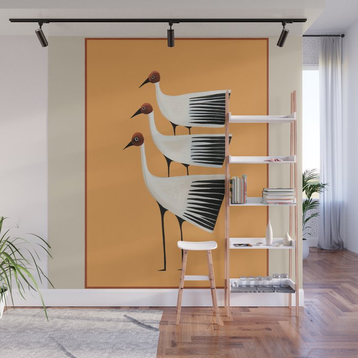 Striped Bird Trio II Wall Mural Gallery Image 1