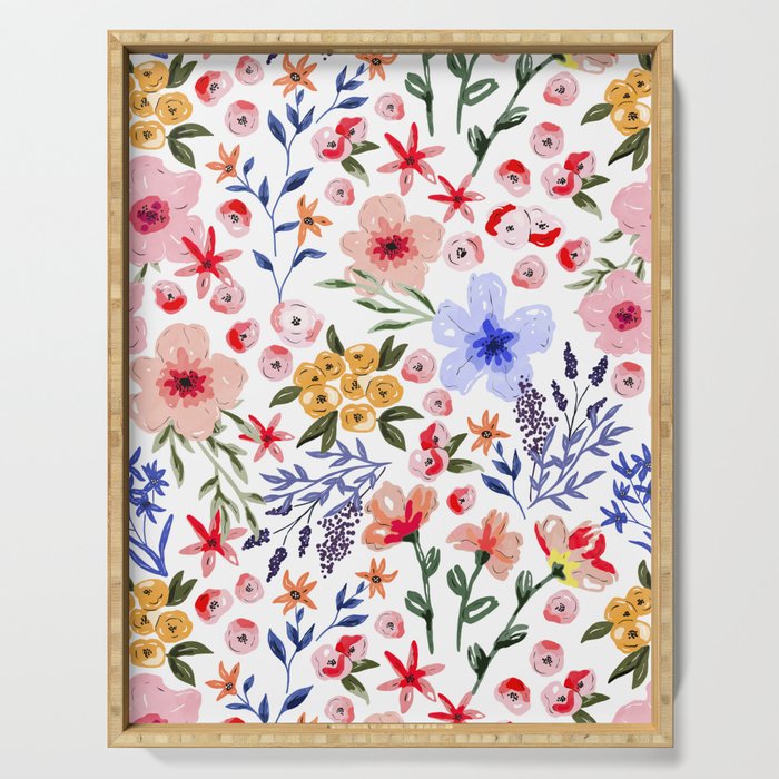Simple colorful flowery meadow Serving Tray Gallery Image 1