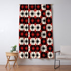 Mid Century Modern Atomic Stars Retro Checkered Starburst Pattern Black Cream Red Window Curtain Gallery Image 5