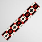 Mid Century Modern Atomic Stars Retro Checkered Starburst Pattern Black Cream Red Table Runner Gallery Image 3