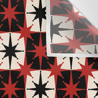 Mid Century Modern Atomic Stars Retro Checkered Starburst Pattern Black Cream Red Wall Tapestry Gallery Image 3
