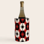 Mid Century Modern Atomic Stars Retro Checkered Starburst Pattern Black Cream Red Wine Chiller Gallery Image 3