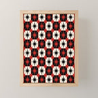 Mid Century Modern Atomic Stars Retro Checkered Starburst Pattern Black Cream Red Mini Art Print Gallery Image 1