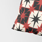 Mid Century Modern Atomic Stars Retro Checkered Starburst Pattern Black Cream Red Pillow Sham Gallery Image 4