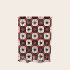 Mid Century Modern Atomic Stars Retro Checkered Starburst Pattern Black Cream Red Wall Hanging Gallery Image 1