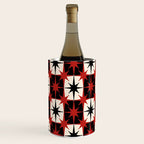 Mid Century Modern Atomic Stars Retro Checkered Starburst Pattern Black Cream Red Wine Chiller Gallery Image 2