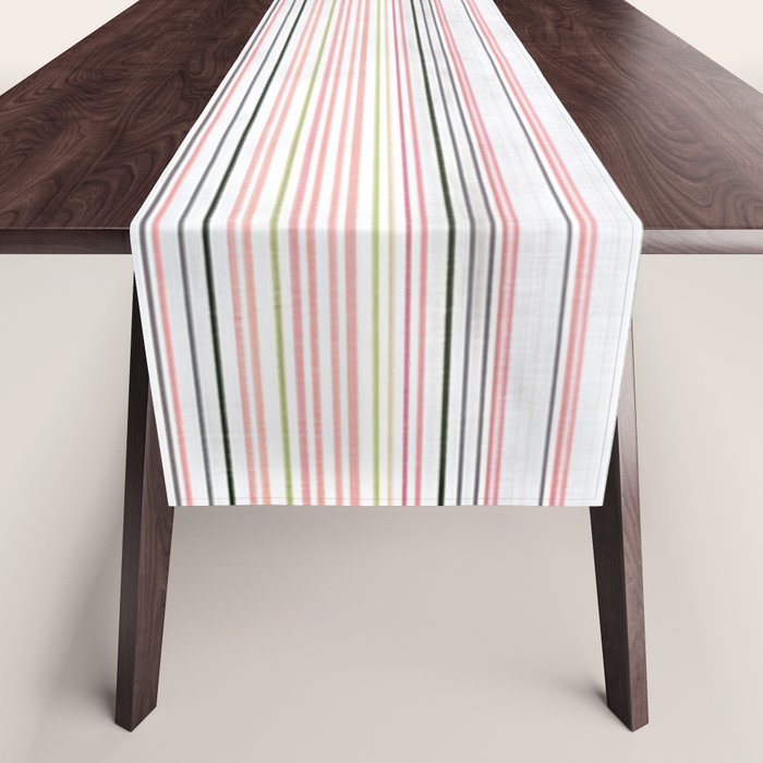 Vintage Pastel Striped Pattern Soft Aesthetic  Table Runner Gallery Image 1