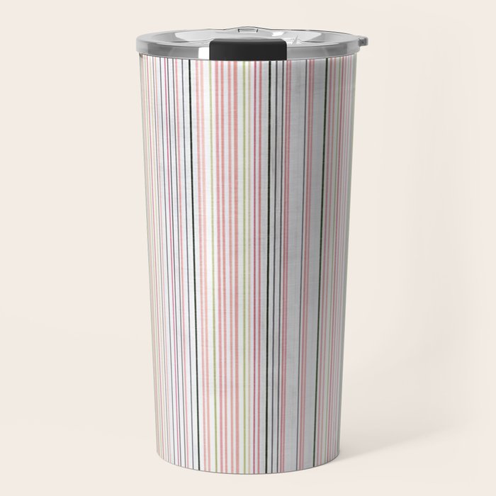 Vintage Pastel Striped Pattern Soft Aesthetic  Travel Mug Gallery Image 1
