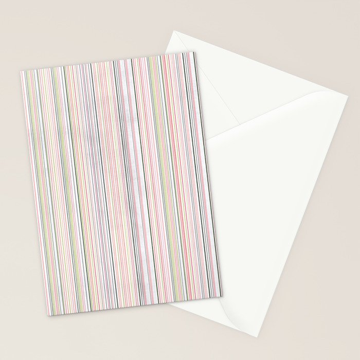 Vintage Pastel Striped Pattern Soft Aesthetic  Stationery Card Gallery Image 2