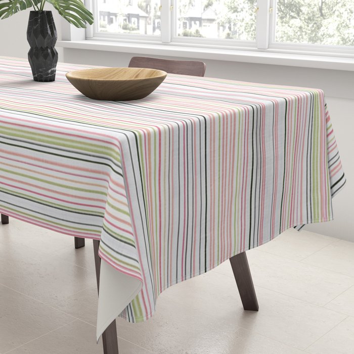 Vintage Pastel Striped Pattern Soft Aesthetic  Tablecloth Gallery Image 3