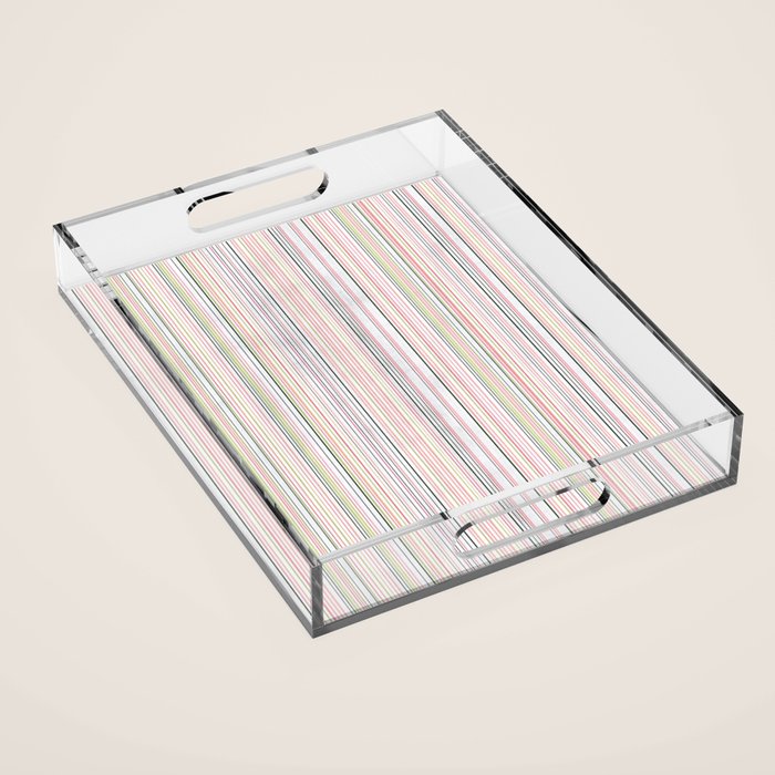 Vintage Pastel Striped Pattern Soft Aesthetic  Acrylic Tray Gallery Image 1