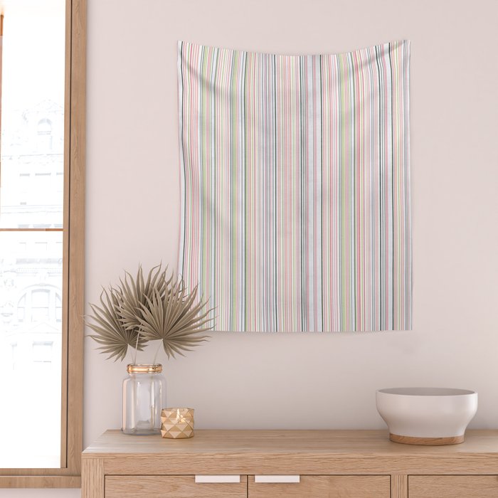 Vintage Pastel Striped Pattern Soft Aesthetic  Wall Tapestry Gallery Image 2