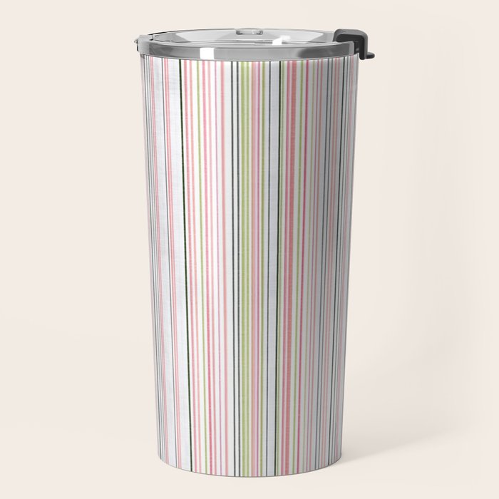 Vintage Pastel Striped Pattern Soft Aesthetic  Travel Mug Gallery Image 2