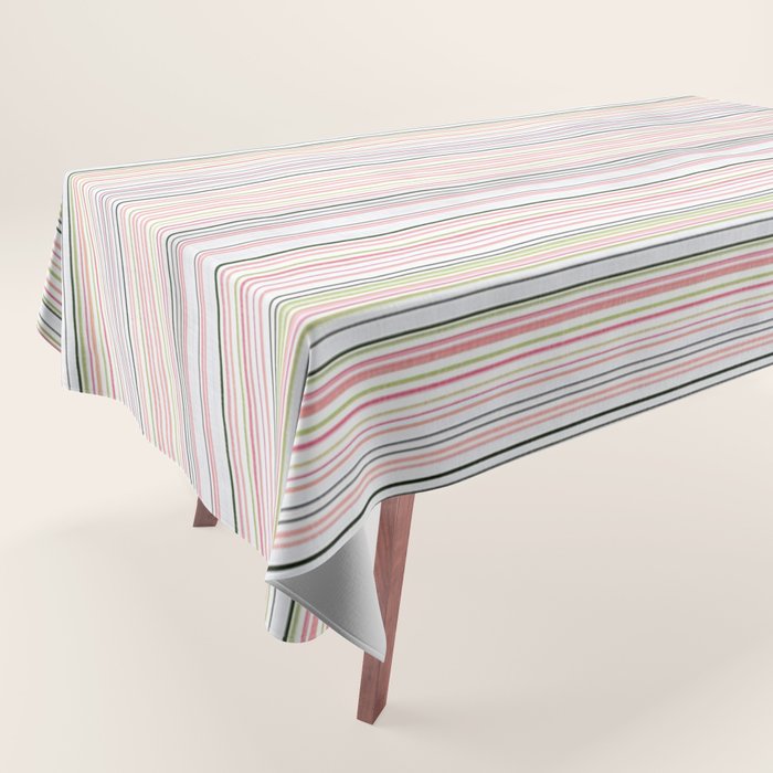 Vintage Pastel Striped Pattern Soft Aesthetic  Tablecloth Gallery Image 1
