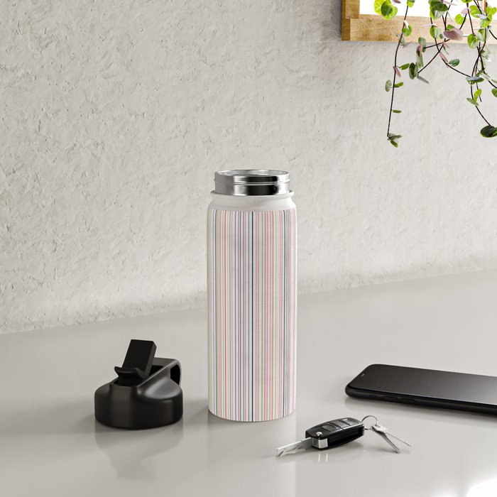 Vintage Pastel Striped Pattern Soft Aesthetic  Water Bottle Gallery Image 4