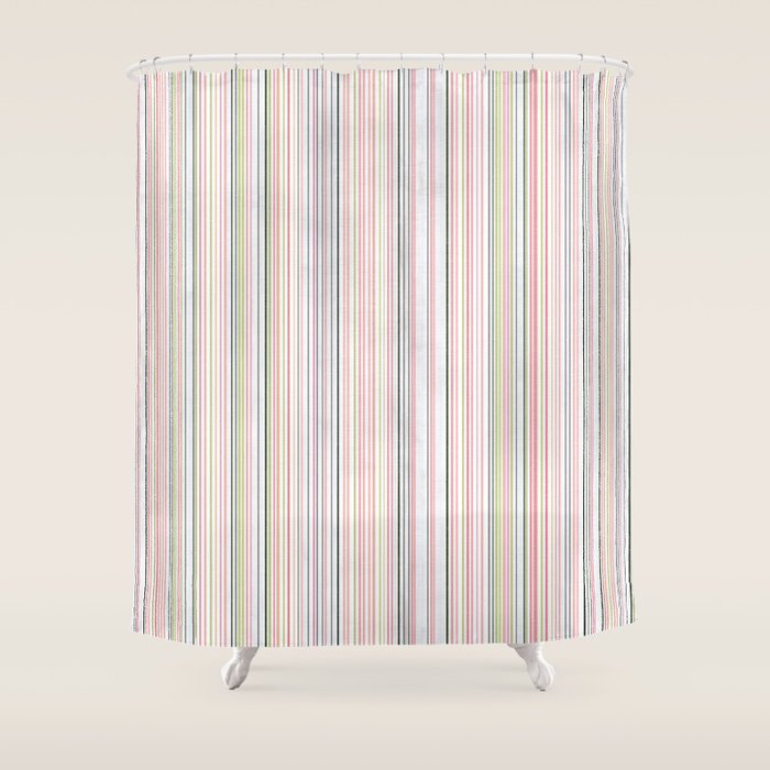 Vintage Pastel Striped Pattern Soft Aesthetic  Shower Curtain Gallery Image 1