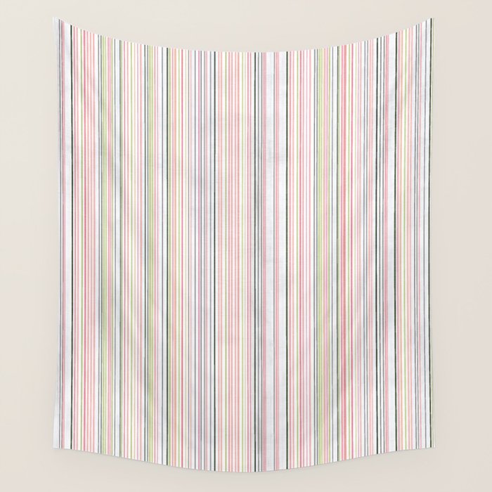 Vintage Pastel Striped Pattern Soft Aesthetic  Wall Tapestry Gallery Image 4