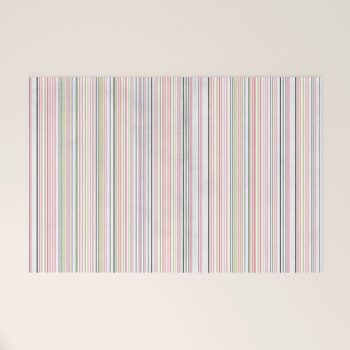 Vintage Pastel Striped Pattern Soft Aesthetic  Welcome Mat Gallery Image 1