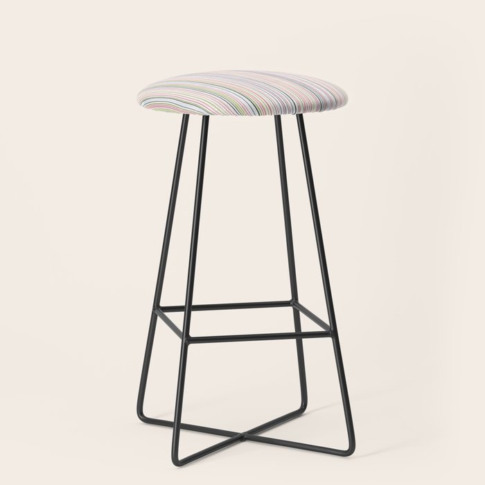 Vintage Pastel Striped Pattern Soft Aesthetic  Stool Gallery Image 1