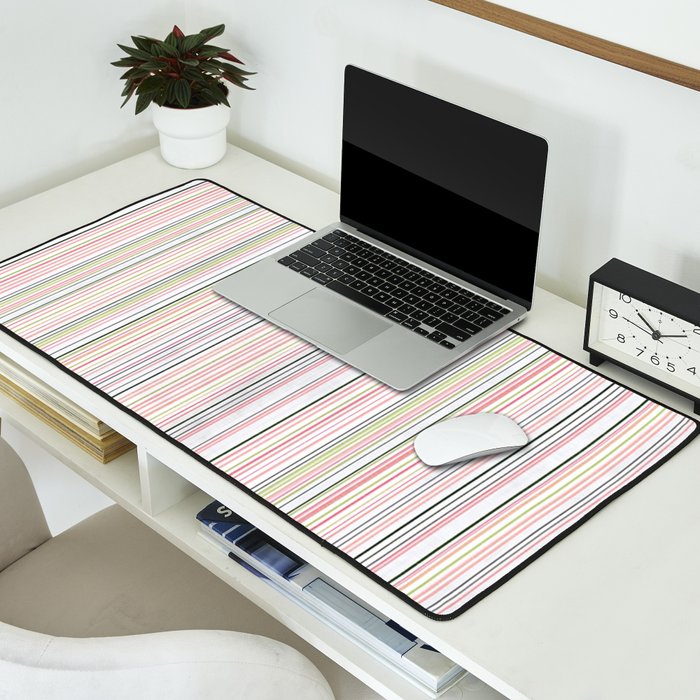 Vintage Pastel Striped Pattern Soft Aesthetic  Desk Mat Gallery Image 2
