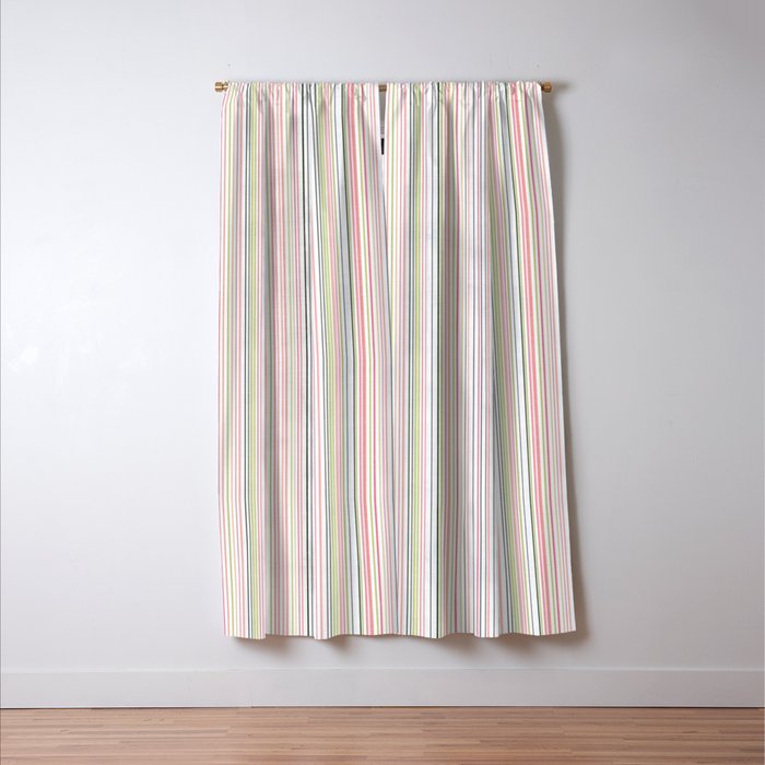 Vintage Pastel Striped Pattern Soft Aesthetic  Window Curtain Gallery Image 3