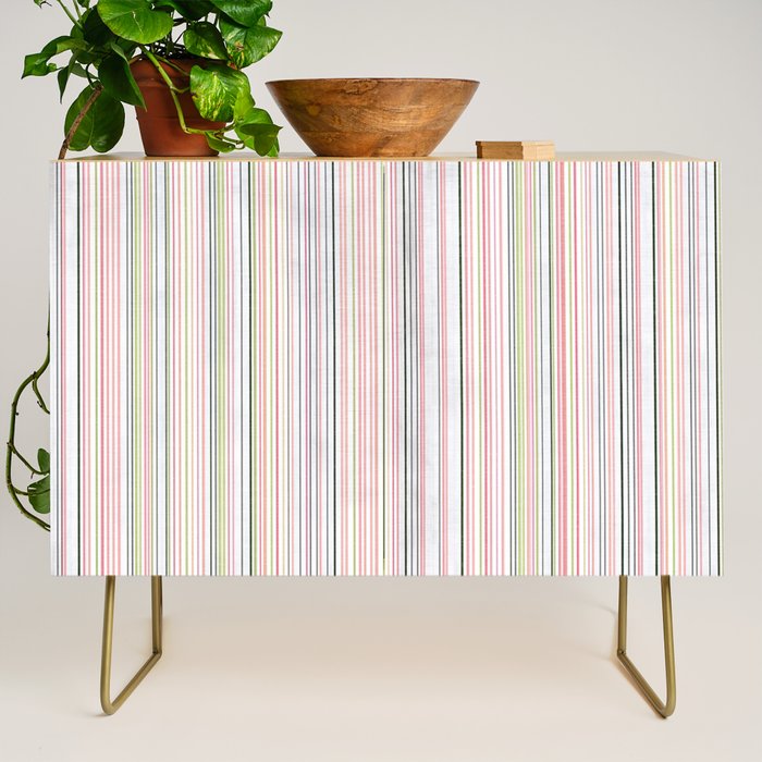 Vintage Pastel Striped Pattern Soft Aesthetic  Credenza Gallery Image 1