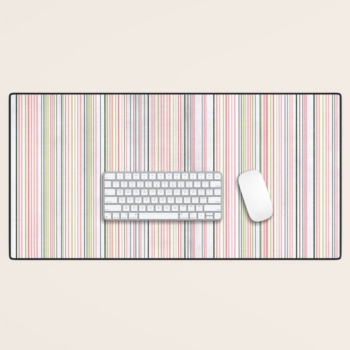 Vintage Pastel Striped Pattern Soft Aesthetic  Desk Mat Gallery Image 1