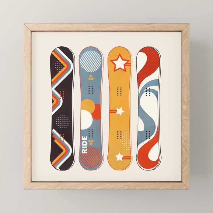 Retro Snowboards  Mini Art Print Gallery Image 1